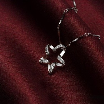 Schlüsselbein Frauen Silber fünf-Spitzen Stern eingelegten Diamant Halskette & Anhänger - Seite 4