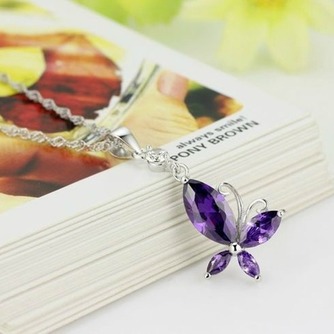 Mode lila eingelegten Diamant Insekt Silber Halskette & Anhänger - Seite 1