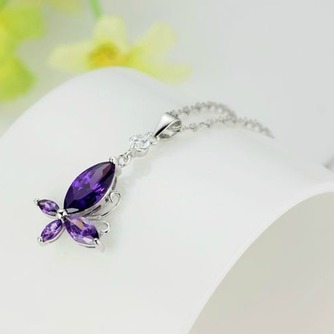 Mode lila eingelegten Diamant Insekt Silber Halskette & Anhänger - Seite 2