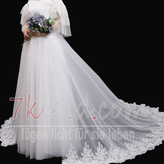 Abnehmbares Hochzeitskleid Tüllrock Abnehmbares Spitzenkleid mit langschwänzigem Gaze-Zug - Seite 6