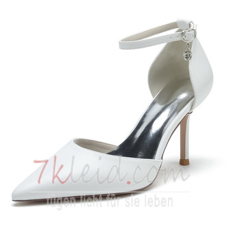 Weiße Hochzeit High Heels Satin Seide Hochzeitsschuhe Stiletto Schuhe für Frauen - Seite 6