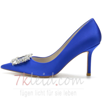 Damen Satin Stöckelabsatz High Heel Geschlossene Zehe Mit Strass Party High Heels - Seite 3