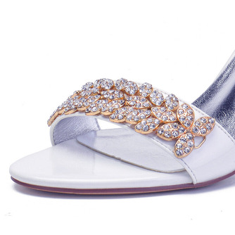 Große Sandalen mit dicken Absätzen, hochhackige Hochzeitsschuhe für Damen aus Satin und Strass - Seite 3