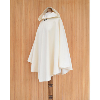 Elfenbeinfarbener Kaschmir-Wollmantel, weißer Hochzeitsmantel, weißer Hochzeitsmantel mit Kapuze - Seite 2