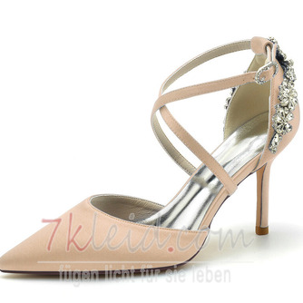 Stiletto Satin Hochzeitsschuhe Große Hochzeitsschuhe Bankettkleid Einzelschuhe - Seite 10