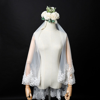 Hochzeitsschleier eleganter kurzer Schleier echter Fotoschleier eine Schicht weißer Elfenbein Brautschleier - Seite 2