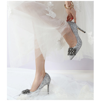 Spitz Strass Damenschuhe Hochzeit Pfennigabsatz Brautjungfernschuhe - Seite 5