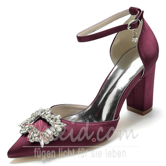 Stiletto Sandalen wasserdicht Strass Satin Braut Hochzeit Party Mode Schuhe - Seite 8