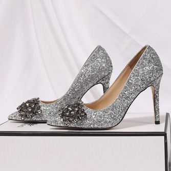 Spitz Strass Damenschuhe Hochzeit Pfennigabsatz Brautjungfernschuhe - Seite 1