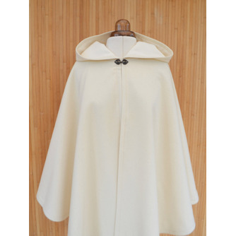 Elfenbeinfarbener Kaschmir-Wollmantel, weißer Hochzeitsmantel, weißer Hochzeitsmantel mit Kapuze - Seite 5