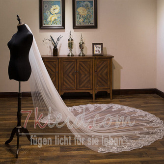 Schleppschleier für die Braut, Hochzeitsaccessoires, Schleier mit Haarkamm, 3 Meter langer Pailletten-Spitzenschleier - Seite 3