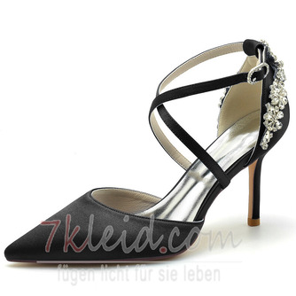 Stiletto Satin Hochzeitsschuhe Große Hochzeitsschuhe Bankettkleid Einzelschuhe - Seite 6