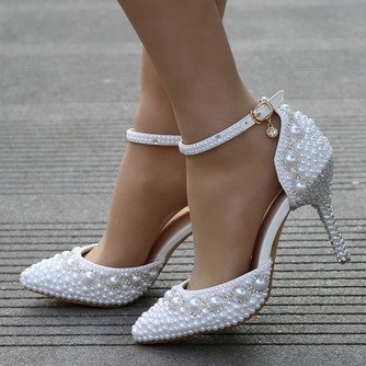 Sandalen mit hohen Absätzen Perlen Strass Sandalen weiße Hochzeitsschuhe - Seite 1