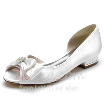 Hochzeitsschuhe für die Braut Low Heels Strass Brautschuhe Satin Abendgesellschaft Prom Schuhe - Seite 1