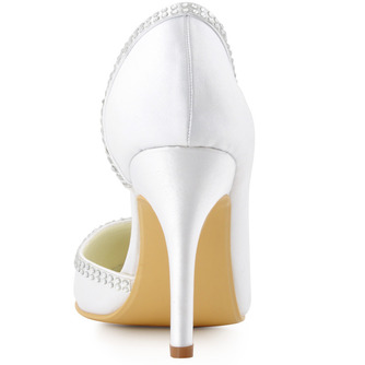 Satin Seide spitzen Zehen Strass Hochzeitsschuhe Seite hohle Stilett Brautschuhe - Seite 5