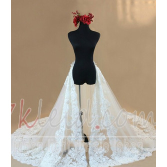 Luxus Spitze Abnehmbarer Brautzug Kathedrale Hochzeitszug Elfenbein Abnehmbarer Brautzug - Seite 2