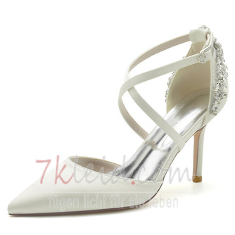 Stiletto Satin Hochzeitsschuhe Große Hochzeitsschuhe Bankettkleid Einzelschuhe - Seite 11