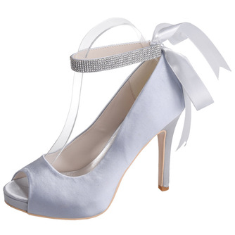 Satin Stiletto Hochzeit Schuhe Fisch Mund Schuhe Bankett jährliche Party Mode Schuhe - Seite 8