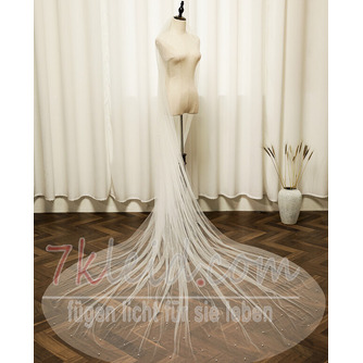 Perlen-Brautschleier großer nachlaufender Brautschleier mit Haarkamm aus glattem Garn 3 Meter lang - Seite 3