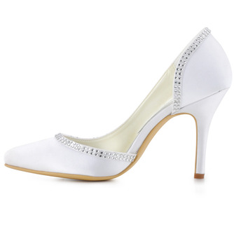 Satin Seide spitzen Zehen Strass Hochzeitsschuhe Seite hohle Stilett Brautschuhe - Seite 3