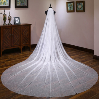Braut langer Schwanz Hochzeitsschleier Kopfbedeckung weiß glänzender Sternenhimmel Schleier - Seite 1