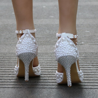 Sandalen mit hohen Absätzen Perlen Strass Sandalen weiße Hochzeitsschuhe - Seite 2