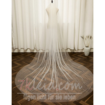 Perlen-Brautschleier großer nachlaufender Brautschleier mit Haarkamm aus glattem Garn 3 Meter lang - Seite 1