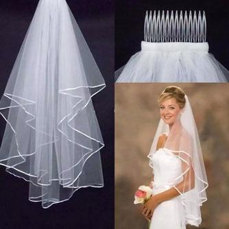 Doppel Satin Band Rand Schleier weiß / Elfenbein Braut Hochzeitsschleier Großhandel - Seite 2
