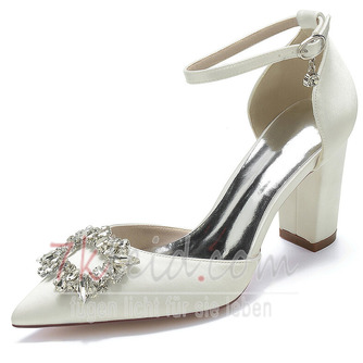 Stiletto Sandalen wasserdicht Strass Satin Braut Hochzeit Party Mode Schuhe - Seite 2