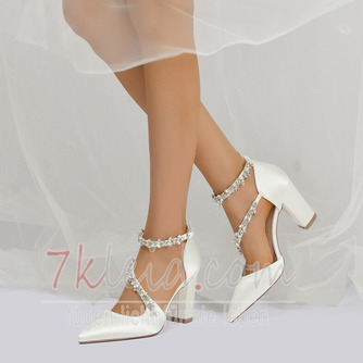 Satin Braut Brautjungfer Schuhe rosa Hochzeitsschuhe Dinner-Party Performance High Heels - Seite 3