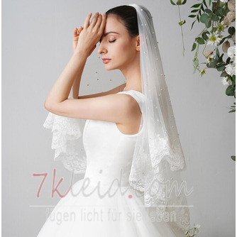 Kurzer Spitzenschleier, Perlen-Brautschleier, Hochzeitskleid-Accessoires - Seite 3