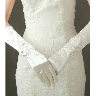 Geeignete Lange Satin Elfenbein Winter Volle finger Hochzeit Handschuhe - Seite 2