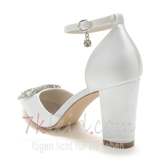 Stiletto Sandalen wasserdicht Strass Satin Braut Hochzeit Party Mode Schuhe - Seite 5