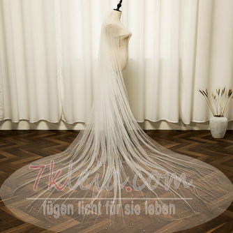 Perlen-Brautschleier großer nachlaufender Brautschleier mit Haarkamm aus glattem Garn 3 Meter lang - Seite 2