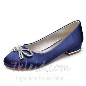 Flache Hochzeitsschuhe, weiße Hochzeitsschuhe aus Satin mit Strassschnalle - Seite 9