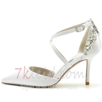 Stiletto Satin Hochzeitsschuhe Große Hochzeitsschuhe Bankettkleid Einzelschuhe - Seite 1