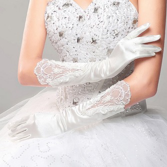 Halle Formell Lange Satin Applike Volle finger Hochzeit Handschuhe - Seite 1