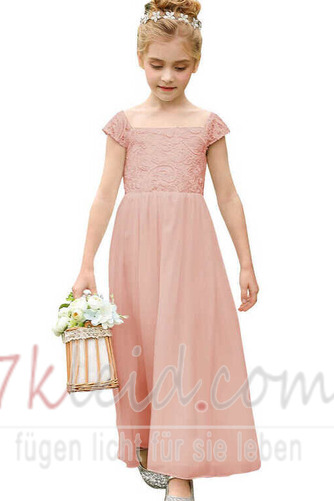 Blumenmädchenkleid Knöchellang Applike Quadrat Durchsichtige Ärmel Natürliche Taille - Seite 6