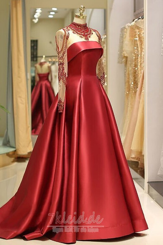 Abendkleid A-Linie Sittsame Jahr 2019 Hoher Kragen Herbst Lange Ärmel - Seite 8