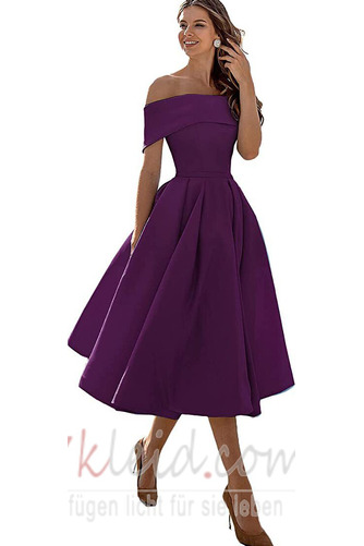 Abendkleid Satin Wadenlang Natürliche Taille Rücken Schnürung - Seite 13