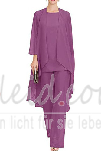 Hoch Überdachte Drapierung Lange Ärmel Schlicht Chiffon Hosenanzug Kleid - Seite 12