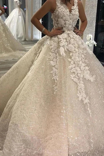 Brautkleid Applike Sternenhimmel Frühling Tüll Natürliche Taille - Seite 1