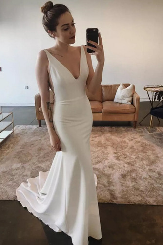 Brautkleid Strand Lange Ärmellos Rückenfrei Natürliche Taille - Seite 3