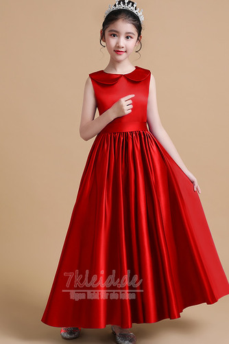 Natürliche Taille Satin Knöchellang Ärmellos edel Reißverschluss Blumenmädchenkleid - Seite 8