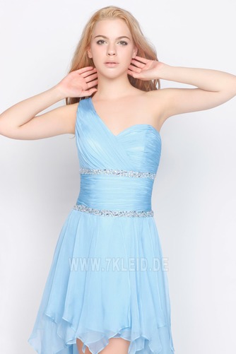 Sommer Slim Ärmellos Drapierung Baby Blau Asymmetrisch Abendkleid - Seite 7