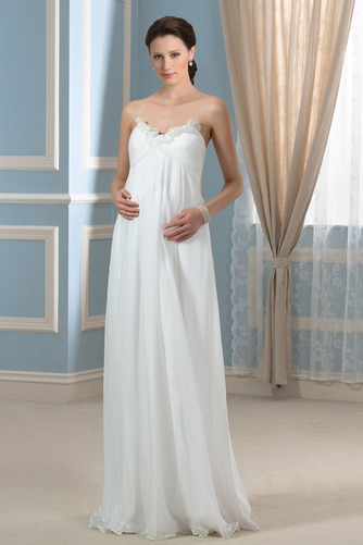 Herz-Ausschnitt Bodenlang Chiffon Rückenfrei Sommer Brautkleid - Seite 1