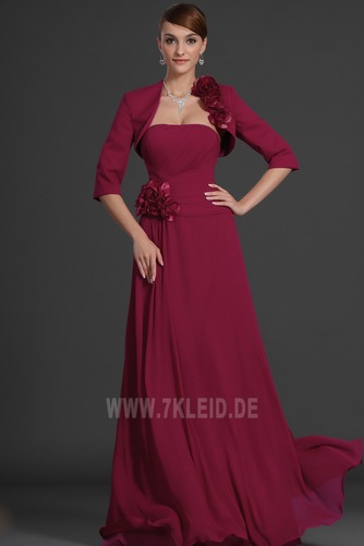 Trägerlos Chiffon sieben Ärmellänge Natürliche Taille Brautmutterkleid - Seite 2