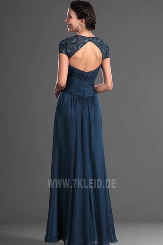 Spitzen-Overlay Porträt Chiffon Falte Mieder Kurze Ärmel Brautmutterkleid - Seite 6