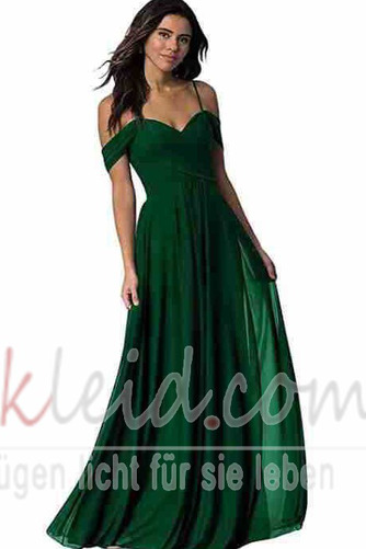 Abendkleid Chiffon A-Linie Schlicht Schulterfrei Tiefer V-Ausschnitt - Seite 12