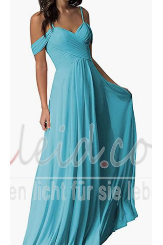 Abendkleid Chiffon A-Linie Schlicht Schulterfrei Tiefer V-Ausschnitt - Seite 14